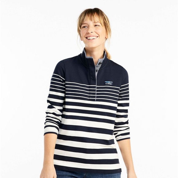 L.L. Bean Tops - LL Bean Soft Cotton White/Navy Rugby Shirt